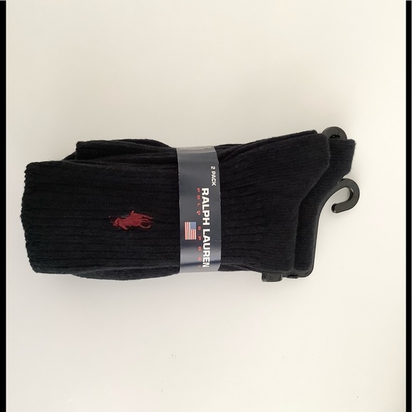 2 PAIRS RALPH LAUREN POLO SPORT COTTON RIBBED SOCKS - Picture 3 of 3